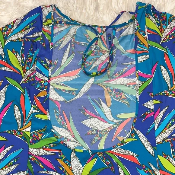 NWOT Trina Turk Multicolored Floral Print Swim Cover-Up Tunic Dress - Picture 9 of 11